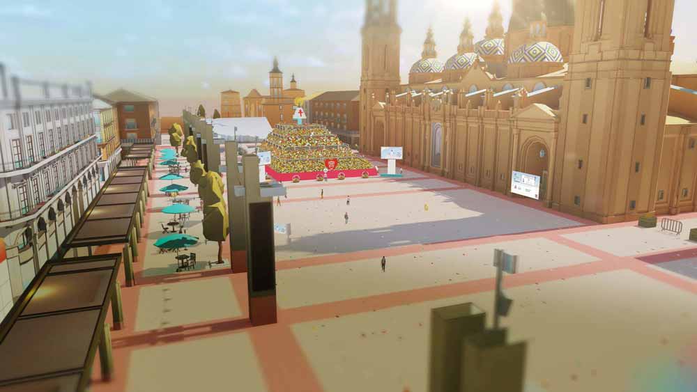 Metaverso de la ciudad de Zaragoza recreando en 3D la experiencia de la tradicional Ofrenda de Flores