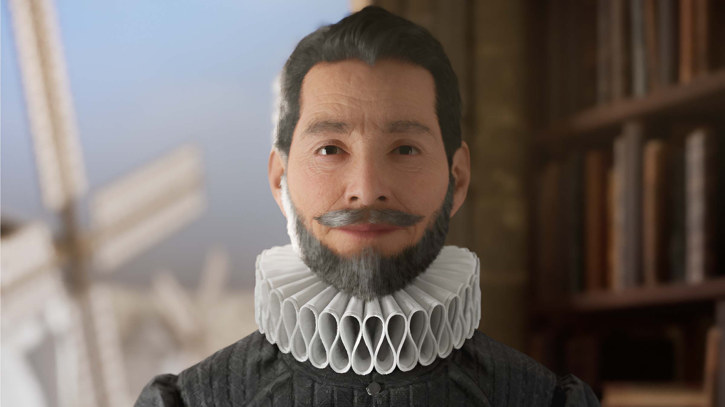 Augmented Reality in Hotels - Avatar of Cervantes with generative Artificial Intelligence created by Imascono